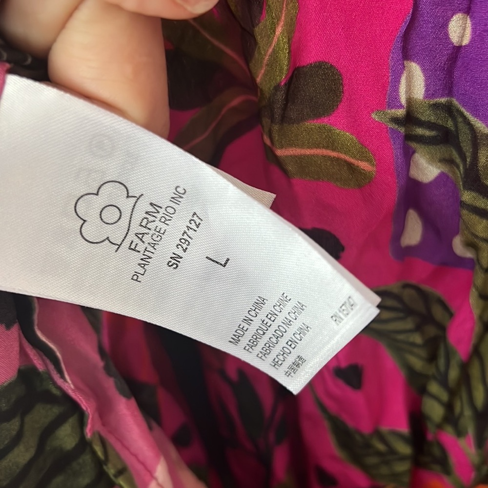 Farm Rio Long Sleeve Pink Patterned Dress Size Large - Picture 10 of 13